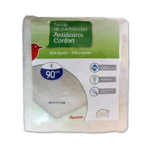 Funda de colchón rizo 80% algodón 20% poliéster, antibacterias, 90 centímetros PRODUCTO ALCAMPO.