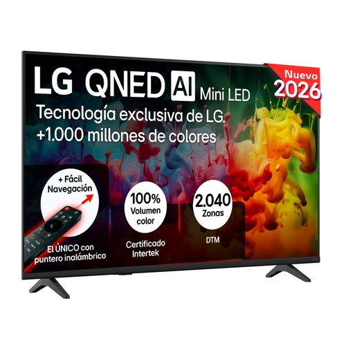 Televisión 109,2cm (43") QNED MINILED LG 43QNED81B6C, 4K, WEBos, Dolby digital plus, Bluetooth 5.2, 3HDMI, USB, 60Hz, HDR