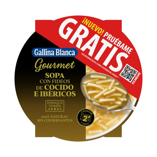 GALLINA BLANCA Gourmet Sopa con fideos de cocido e ibéricos (Enrique Tomas) 300 g.