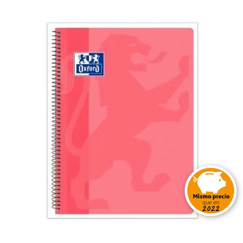 OXFORD SCHOOL CLASSIC Fº Tapa de plástico cuaderno espiral 4x4 con margen ROSA CHICLE, OXFORD.