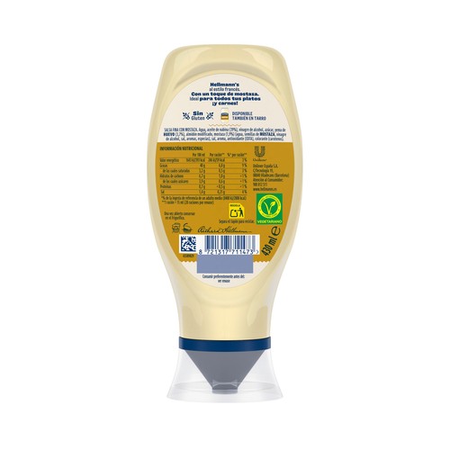 HELLMANN'S Salsa Mayonesa con mostaza formato bote bocabajo 430ml.