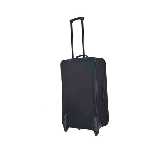 Maleta mediana flexible con 2 ruedas, de poliéster, color negro, 69cm PRODUCTO ECONÓMICO ALCAMPO.