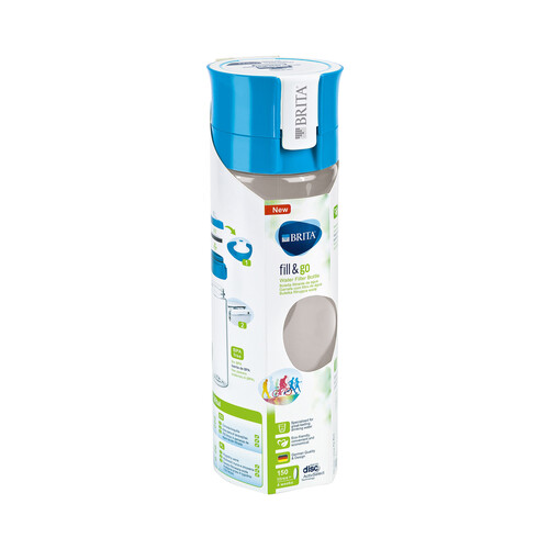 Botella Fill&Go color azul con filtro purificador de agua, 0,6 litros BRITA.