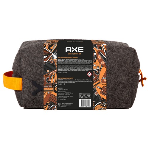 AXE Dark temration Neceser con asa y cierre de cremallera con desodorante y eau de toilette para hombre.