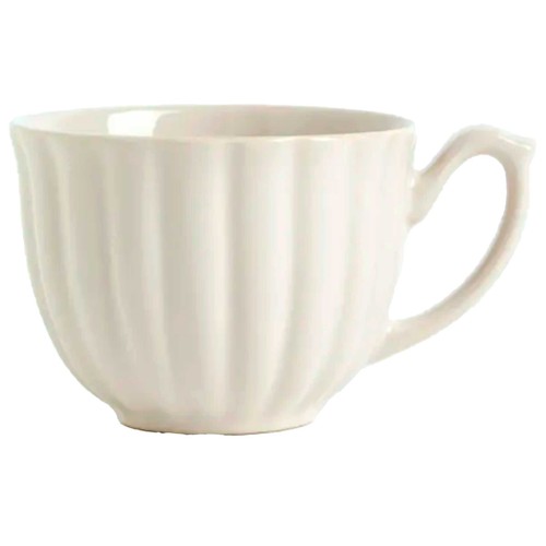 Taza para café de gres con asa y lineas en relieve 50cl color beige, ACTUEL