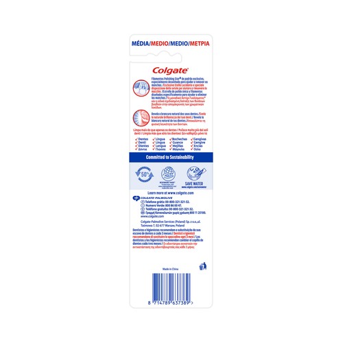 COLGATE Max white Cepillo de dientes medio con acción blanqueante 2 uds.