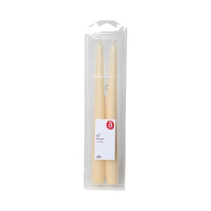 Pack de 2 velas de candelabro no perfumadas de color beige, ACTUEL.