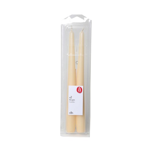Pack de 2 velas de candelabro no perfumadas de color beige, ACTUEL.