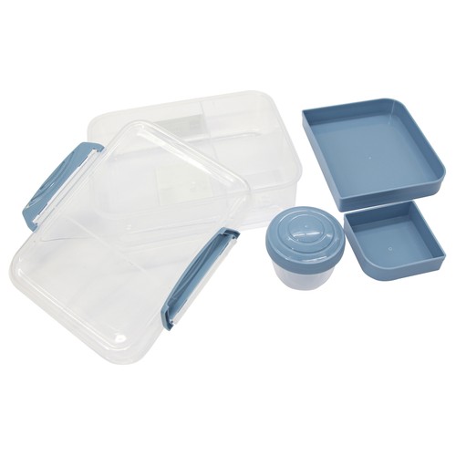 Recipiente hermético de plástico con compartimiento + vaso para salsas , ACTUEL.