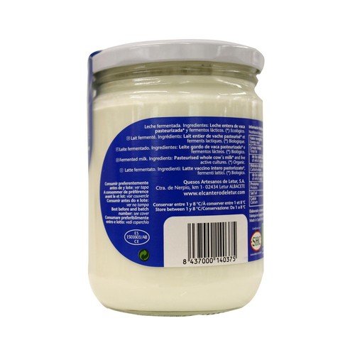 CANTERO DE LETUR Kefir de vaca ecológico 420 g.