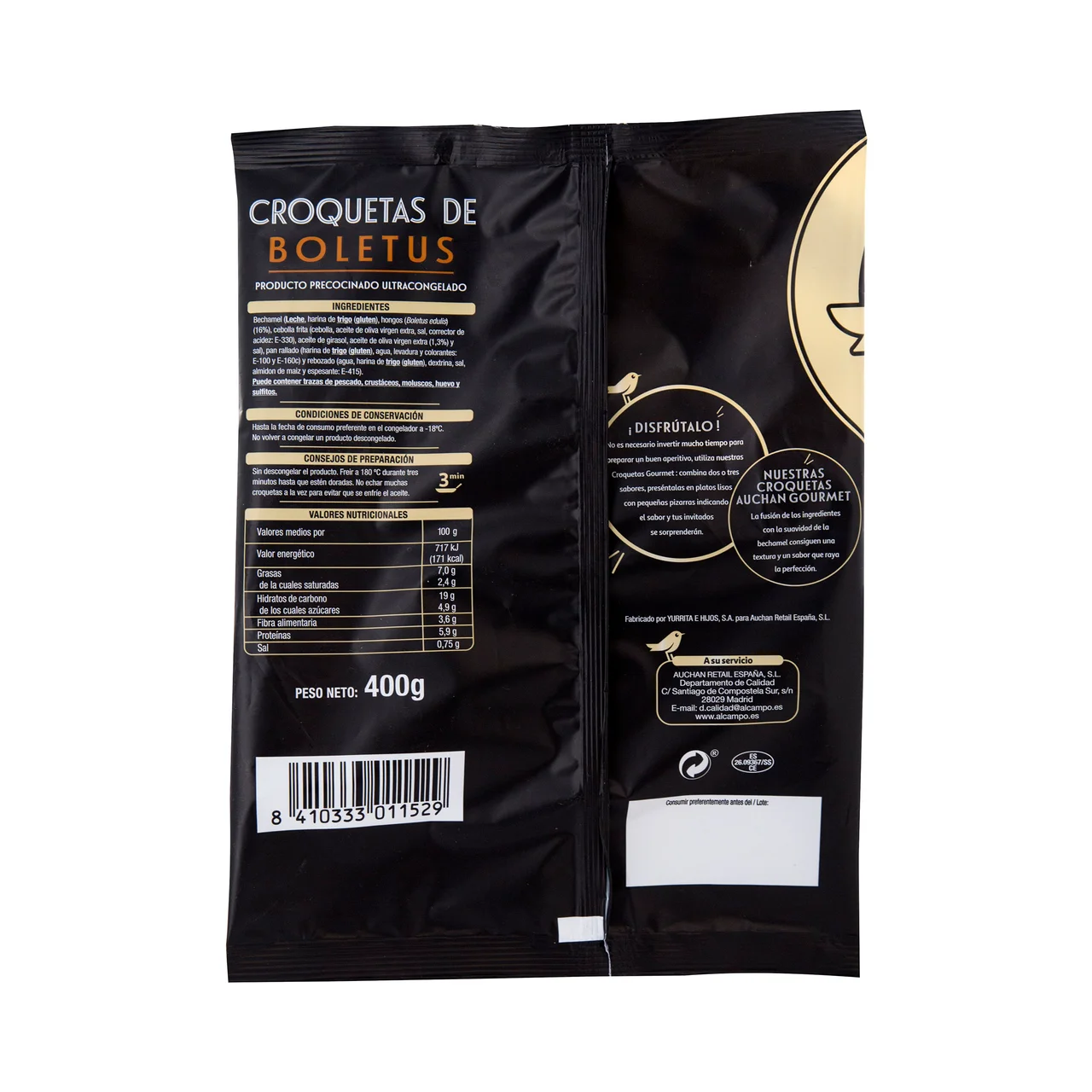 PRODUCTO ALCAMPO Collection Croquetas rellenas de suave bechamel y boletus 400 g.