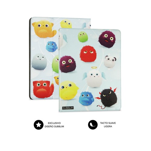 Funda universal para tablet 10.1" SUBBLIM Trendy Case Furry, función soporte, cierre con banda elástica.