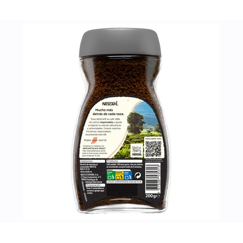 NESCAFÉ BLACK ROAST Café soluble natural intenso 200 g.