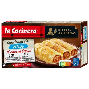 LA COCINERA Canelones de pasta fresca al huevo, rellenos de atún MSC Recetas maestras 530 g.