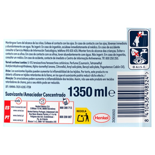 VERNEL Suavizante cielo azul 75ds 13500ml