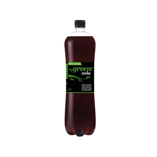 GREEN COLA Refresco de cola con extracto de stevia y cafeína natural, Zero azúcar botella 1,5 l.