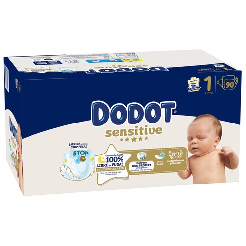 DODOT Sensitive Pañales talla 1 (2-5 kg) 90 uds.