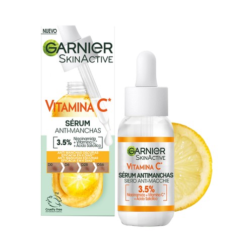 GARNIER Skin active Sérum con vitamina C con acción anti manchas oscuras 30 ml.