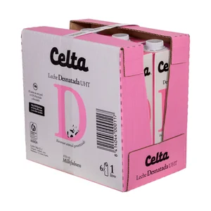 CELTA Leche desnatada de vaca 6 x 1 l.