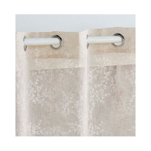Visillo con anillas 140x240cm tejido aplicado karla taupe. U10.