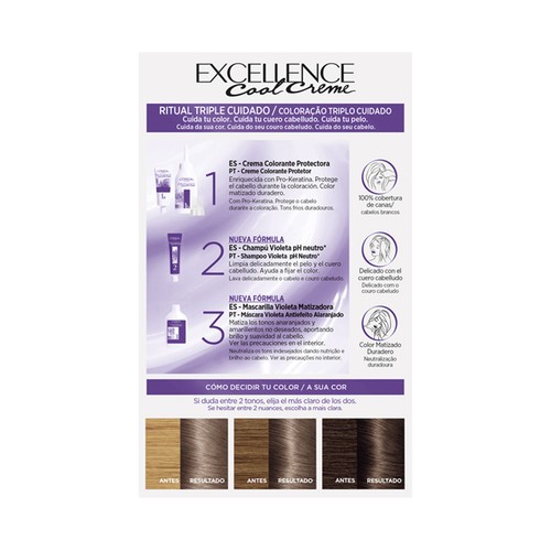 L´ORÉAL PARIS Excellence cool creme Tinte de pelo permanente tono 7.11 Rubio ceniza intenso.