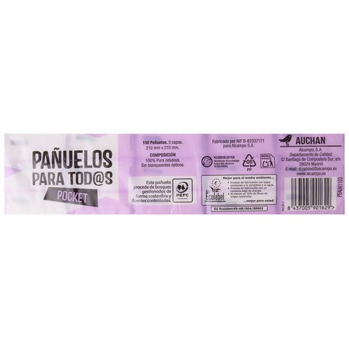 PRODUCTO ALCAMPO Pocket Pañuelos de papel de 3 capas 15 uds.