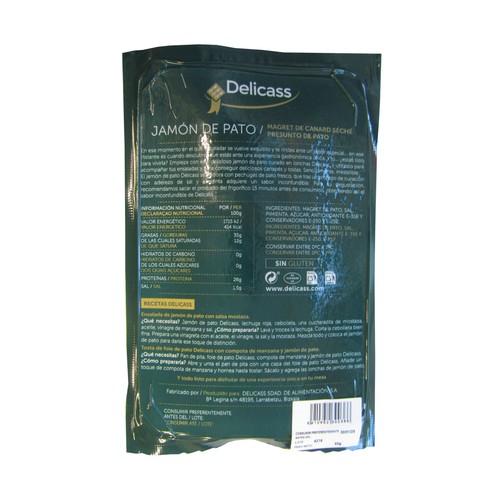 DELICASS Jamón de pato curado en lonchas 50 g.