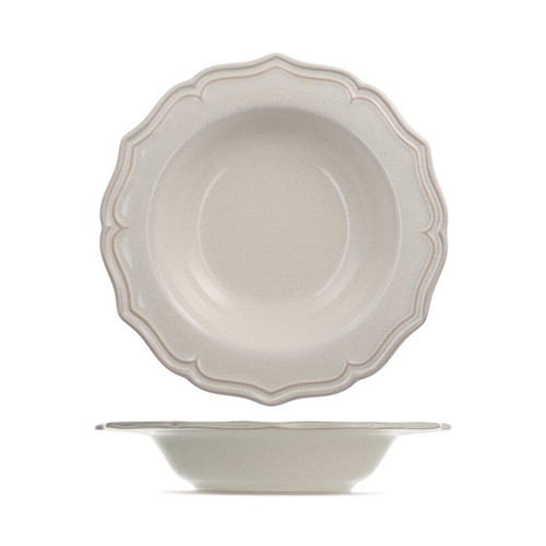 Plato hondo 24cm stoneware, modelo Sinfonía ivory. H&H