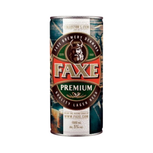 FAXE Cerveza Dinamarca premium 5% alc. lata 1 l.