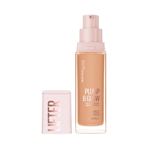 MAYBELLINE Lifter plump & glow tono 119 Base de maquillaje fundente con FPS 15.