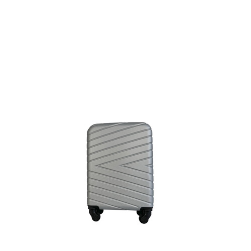 Maleta de cabina rígida de color plata de 50 cm y 4 ruedas ABS, AIRPORT ALCAMPO Diago.