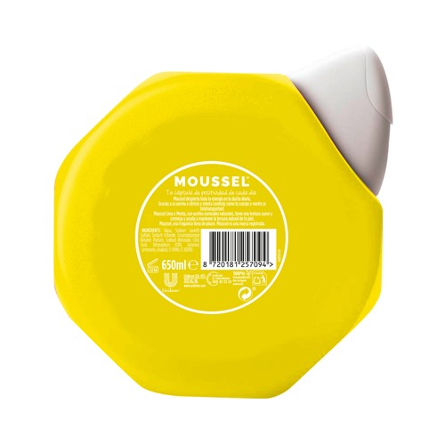 MOUSSEL Gel revitalizante para baño o ducha con aroma a lima y menta MOUSSEL 650 ml