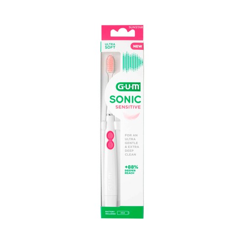 GUM Sonic sensitive Cepillo a pilas con cabezal ultra suave para dientes y encías sensibles.