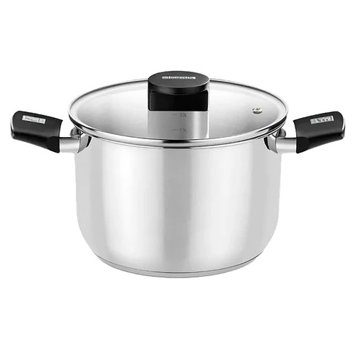 Olla de acero inoxidable Elite 24cm, con tapa de cristal, MONIX.
