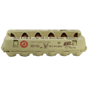Imagen de AUCHAN Huevos de gallinas sueltas en el gallinero clase M y cat. A 12 uds. Producto Alcampo