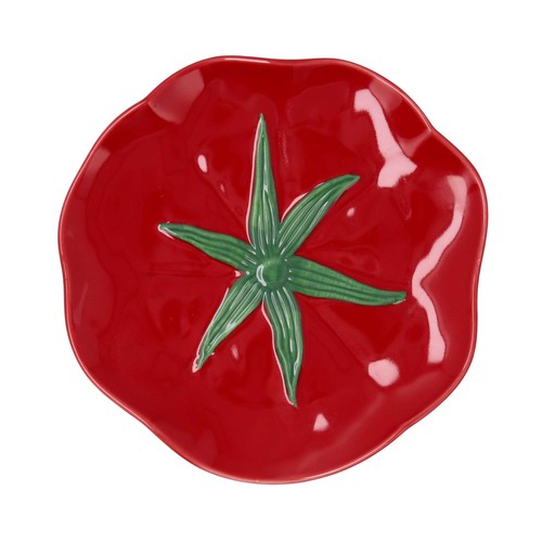 Plato de porcelana con diseño de tomate, 21.5x20.5 cm, VEGA BIDASOA.