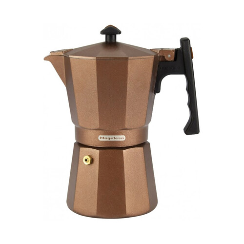 Cafetera aluminio MAGEFESA Jamaica apto para inducción, 12 tazas, color marrón.