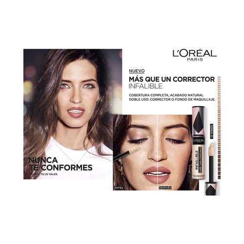 L"ORÉAL PARIS Infaillible more than concealer  tono 324 Oatmeal Corrector y base de maquillaje de cobertura completa.