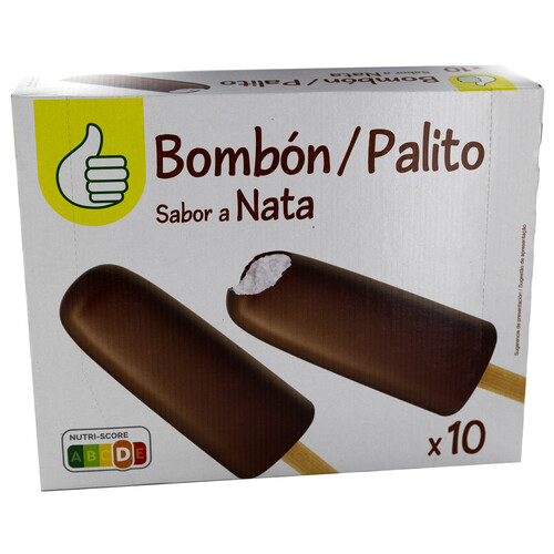 PRODUCTO ECONÓMICO ALCAMPO Bombón helado con sabor a nata y recubierto de cacao 10 x 75 ml.