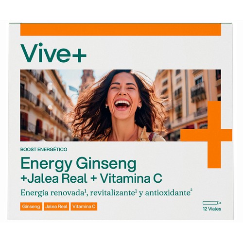 VIVE+ SALUD Y VIDA Ginseng, jalea real y vitamina C VIVE + SALUD Y VIDA 12 uds. x 10 ml.