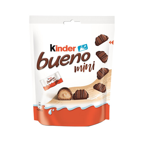 Mini barritas de chocolate con relleno cremoso de leche y avellanas KINDER BUENO 108 g.