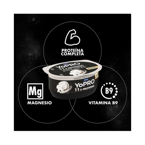 YOPRO de Danone Leche fermentada desnatada sabor stracciatella y alto contenido en proteina 4 x 120 g.