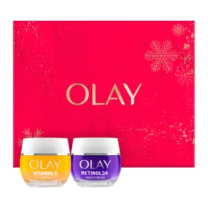 OLAY Caja con crema facial de día con Niacinamida y crema facial de noche.
