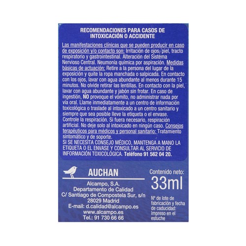 PRODUCTO ALCAMPO TUCYD Antimosquitos eléctrico líquido sin olor, recambio 33 ml.