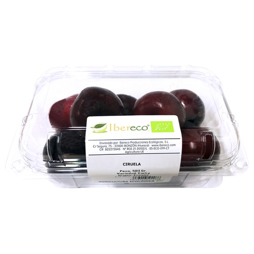 Ciruelas ecológicas bandeja de 500g.
