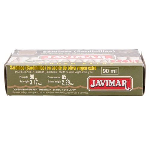 JAVIMAR Sardinillas en aceite de oliva virgen extra lata de 65 g..