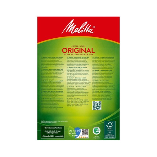 Filtros para cafetera, nº 1x4 MELITTA 80 unidades.