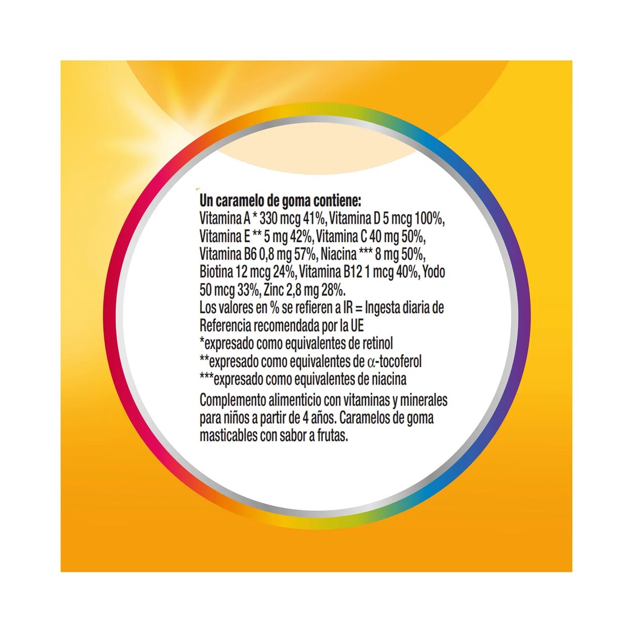Vitagomis niños Complemento alimenticio multivitamínico para niños en cómodos caramelos de goma sabor frutas 30 uds.