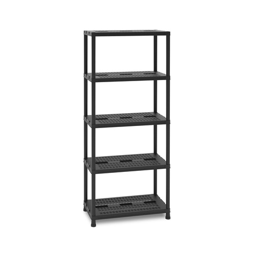 Estanteria de resina negra con 5 baldas, incluye kit de fijación, 181x71x35cm. TOOMAX.