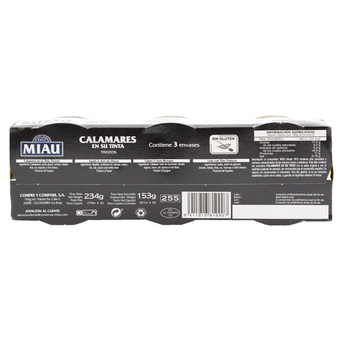 MIAU Calamares en su tinta (Trozos) 3 x 51 g.